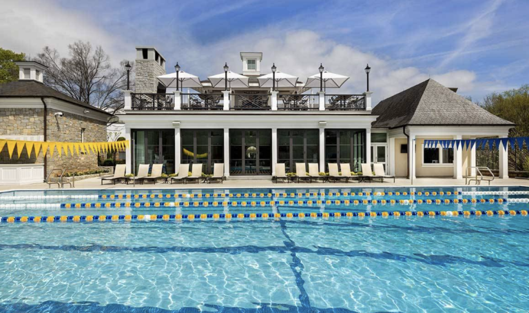 Piedmont Driving Club Poolside Bar and Event Space featuring a two-story restaurant, bar, and versatile event space located adjacent to the pool.