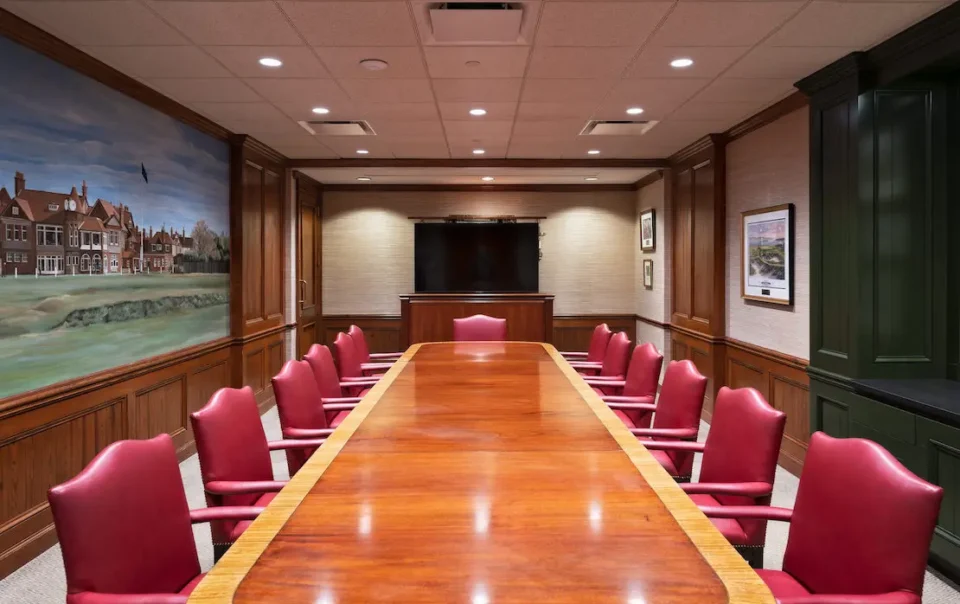Upgraded conference room with AV system integration at Atlanta Athletic Club