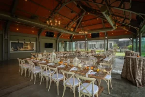 Outdoor event space at Atlanta Athletic Club enhanced by outdoor AV and lighting integration