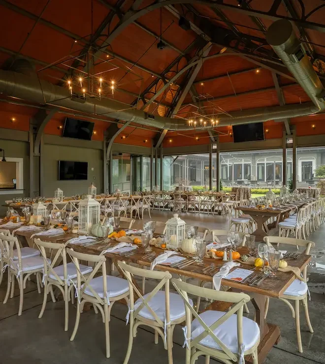 Outdoor event space at Atlanta Athletic Club enhanced by outdoor AV and lighting integration