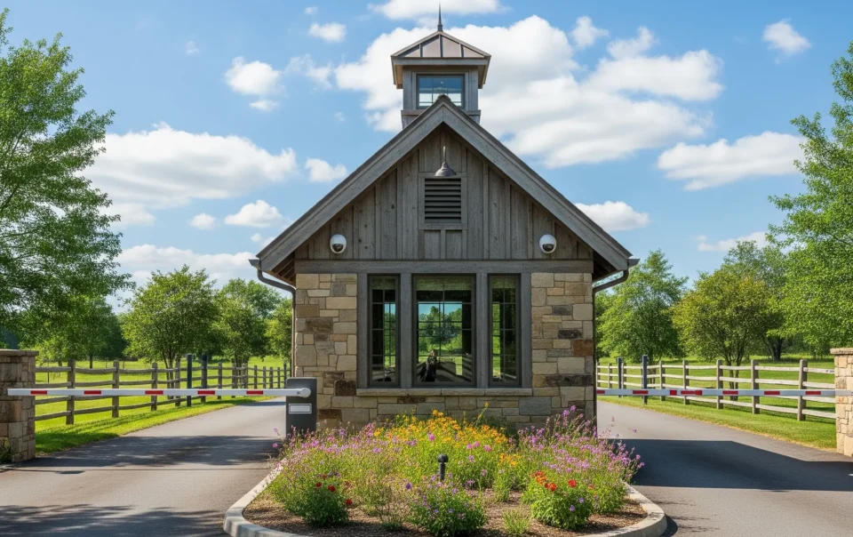 Private golf club guard gate designed for seamless surveillance and member-friendly vehicle access