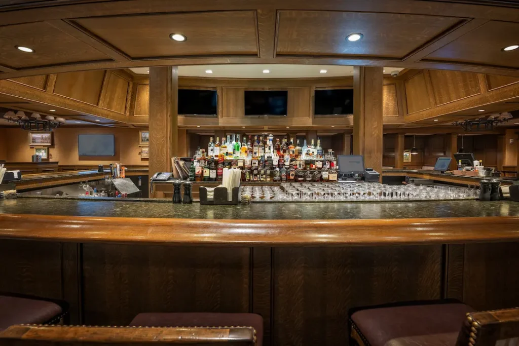 Smart lighting and AV system inside luxury private club bar