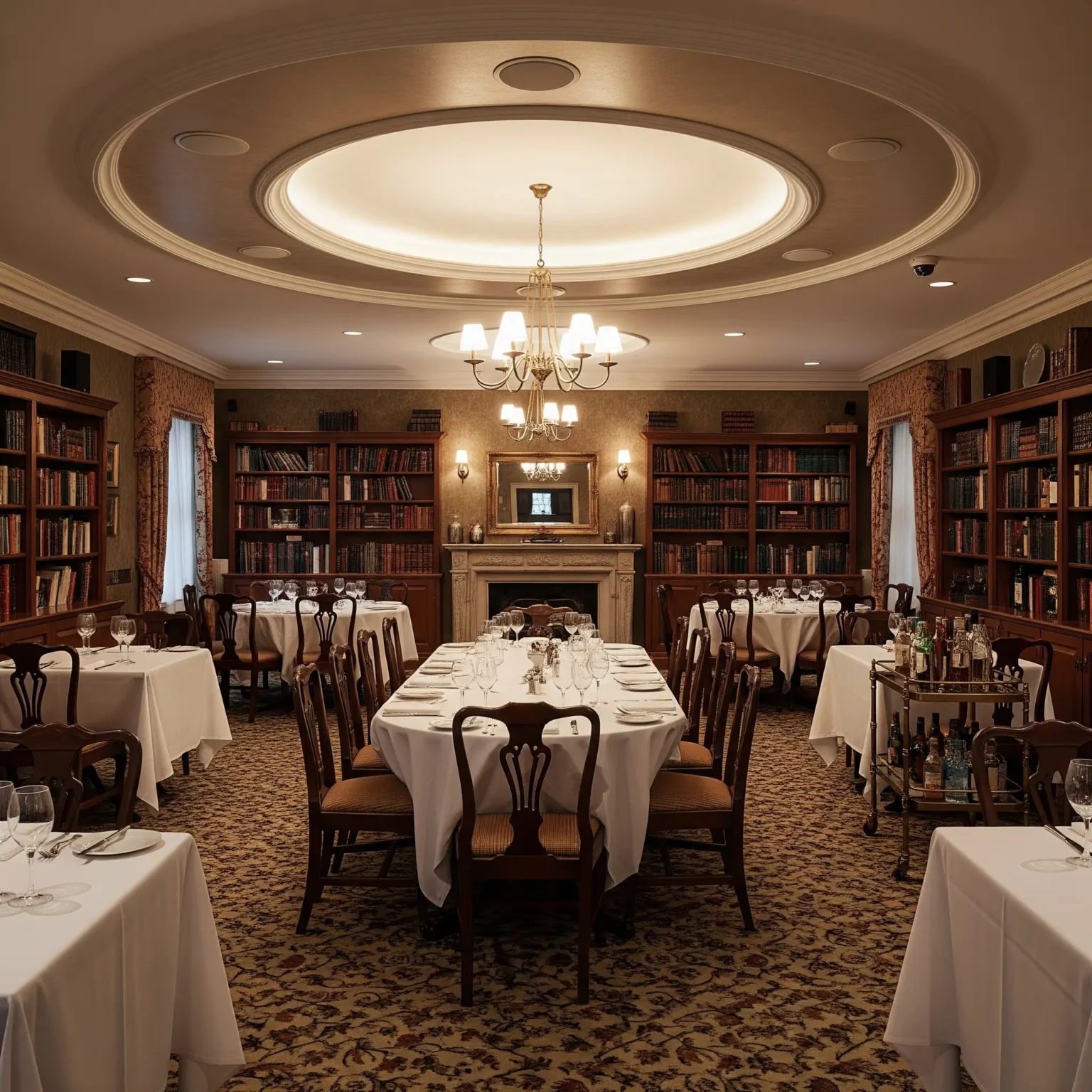 Private dining room with discreet speaker and lighting integration