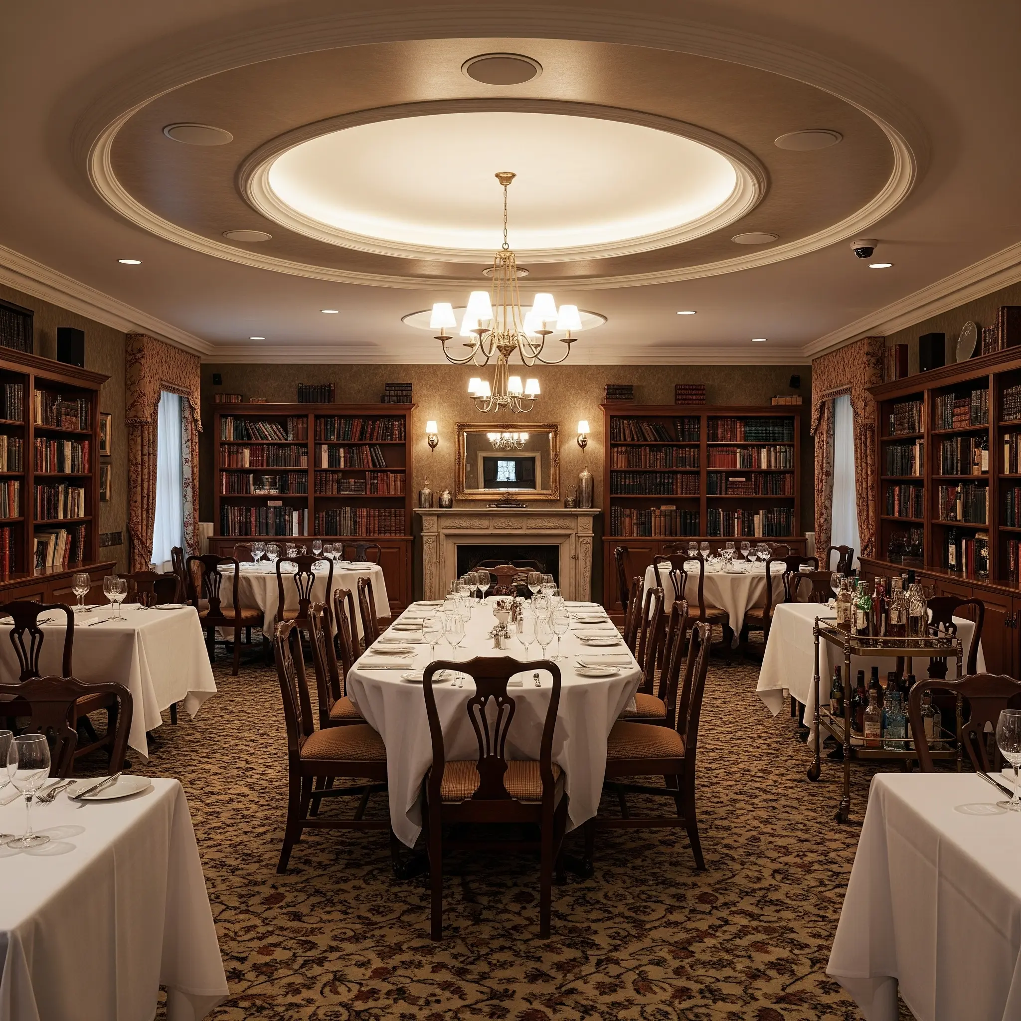 Private dining room with discreet speaker and lighting integration